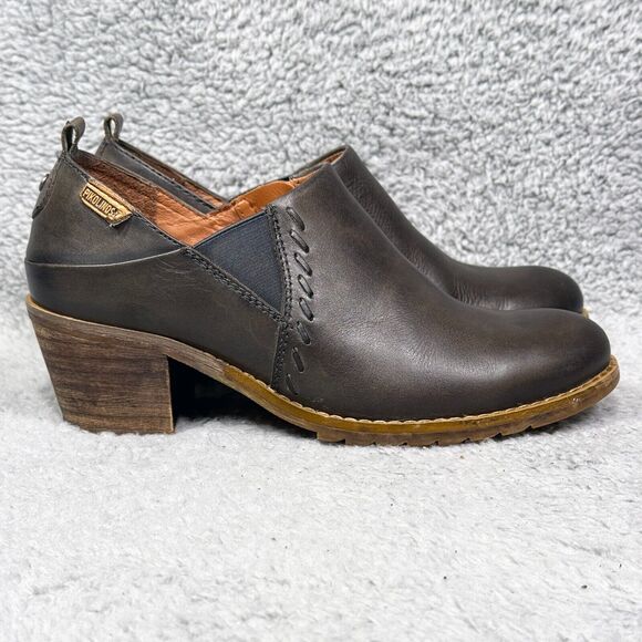 Pikolinos Andorra Womens Size 36 US 5.5-6 Ankle Boots Charcoal Gray Leather Zip - Picture 1 of 10